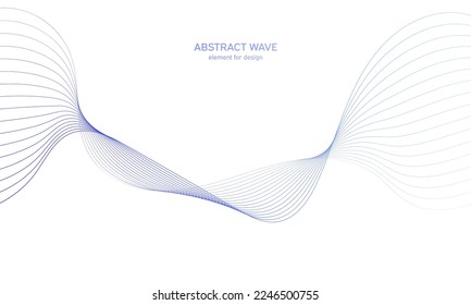 Abstract colorfull wave element for design. Digital frequency track equalizer. Stylized line art background.Vector illustration.Wave with lines created using blend tool.Curved wavy line, smooth stripe