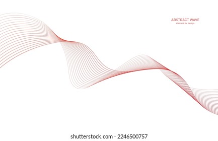 Abstract colorfull wave element for design. Digital frequency track equalizer. Stylized line art background.Vector illustration.Wave with lines created using blend tool.Curved wavy line, smooth stripe