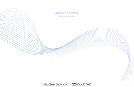 Abstract colorfull wave element for design. Digital frequency track equalizer. Stylized line art background.Vector illustration.Wave with lines created using blend tool.Curved wavy line, smooth stripe