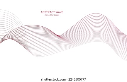 Abstract colorfull wave element for design. Digital frequency track equalizer. Stylized line art background.Vector illustration.Wave with lines created using blend tool.Curved wavy line, smooth stripe