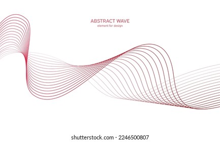 Abstract colorfull wave element for design. Digital frequency track equalizer. Stylized line art background.Vector illustration.Wave with lines created using blend tool.Curved wavy line, smooth stripe