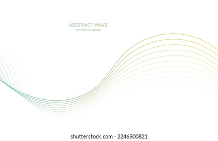 Abstract colorfull wave element for design. Digital frequency track equalizer. Stylized line art background.Vector illustration.Wave with lines created using blend tool.Curved wavy line, smooth stripe