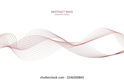 Abstract colorfull wave element for design. Digital frequency track equalizer. Stylized line art background.Vector illustration.Wave with lines created using blend tool.Curved wavy line, smooth stripe