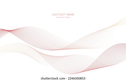 Abstract colorfull wave element for design. Digital frequency track equalizer. Stylized line art background.Vector illustration.Wave with lines created using blend tool.Curved wavy line, smooth stripe