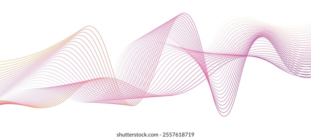 Abstract colorfull wave element for design. Digital frequency track equalizer. Stylized line art background.Vector illustration.Wave with dots created using blend tool.