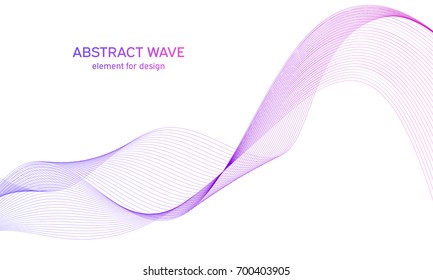 Abstract colorfull wave element for design. Digital frequency track equalizer. Stylized line art background.Vector illustration.Wave with lines created using blend tool.Curved wavy line, smooth stripe