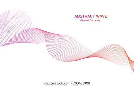 Abstract colorfull wave element for design. Digital frequency track equalizer. Stylized line art background.Vector illustration.Wave with lines created using blend tool.Curved wavy line, smooth stripe