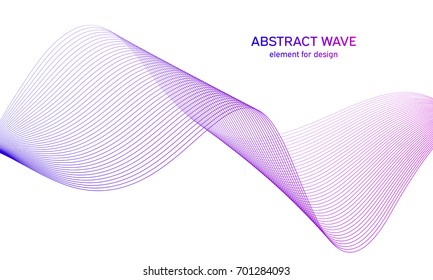 Abstract colorfull wave element for design. Digital frequency track equalizer. Stylized line art background.Vector illustration.Wave with lines created using blend tool.Curved wavy line, smooth stripe