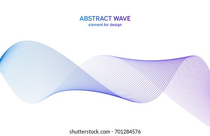 Abstract colorfull wave element for design. Digital frequency track equalizer. Stylized line art background.Vector illustration.Wave with lines created using blend tool.Curved wavy line, smooth stripe