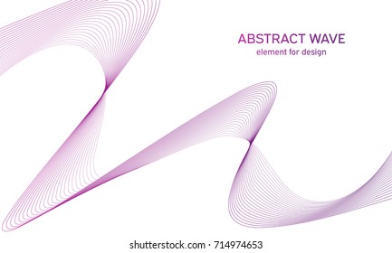 Abstract colorfull wave element for design. Digital frequency track equalizer. Stylized line art background.Vector illustration.Wave with lines created using blend tool.Curved wavy line, smooth stripe