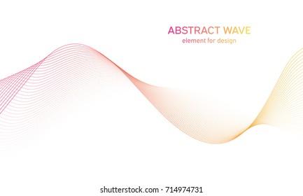 Abstract colorfull wave element for design. Digital frequency track equalizer. Stylized line art background.Vector illustration.Wave with lines created using blend tool.Curved wavy line, smooth stripe