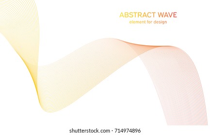 Abstract colorfull wave element for design. Digital frequency track equalizer. Stylized line art background.Vector illustration.Wave with lines created using blend tool.Curved wavy line, smooth stripe