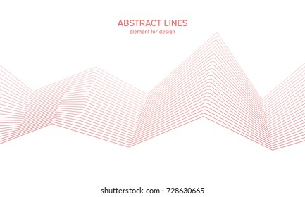 Abstract colorfull wave element for design. Digital frequency track equalizer. Stylized line art background.Vector illustration.Wave with lines created using blend tool.Curved wavy line, smooth stripe