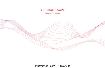 Abstract colorfull wave element for design. Digital frequency track equalizer. Stylized line art background.Vector illustration.Wave with lines created using blend tool.Curved wavy line, smooth stripe