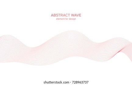 Abstract colorfull wave element for design. Digital frequency track equalizer. Stylized line art background.Vector illustration.Wave with lines created using blend tool.Curved wavy line, smooth stripe