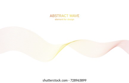 Abstract colorfull wave element for design. Digital frequency track equalizer. Stylized line art background.Vector illustration.Wave with lines created using blend tool.Curved wavy line, smooth stripe
