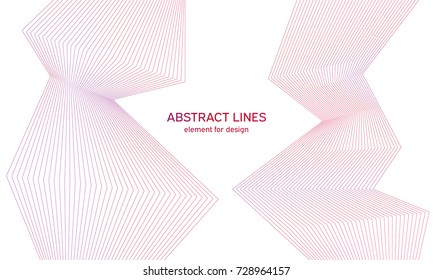 Abstract colorfull wave element for design. Digital frequency track equalizer. Stylized line art background.Vector illustration.Wave with lines created using blend tool.Curved wavy line, smooth stripe