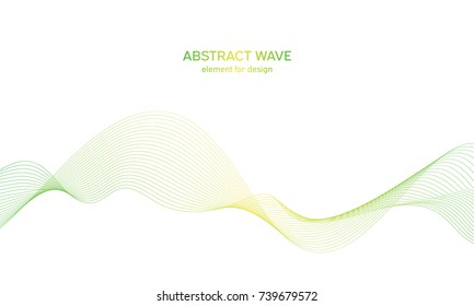 Abstract colorfull wave element for design. Digital frequency track equalizer. Stylized line art background.Vector illustration.Wave with lines created using blend tool.Curved wavy line, smooth stripe