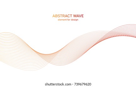 Abstract colorfull wave element for design. Digital frequency track equalizer. Stylized line art background.Vector illustration.Wave with lines created using blend tool.Curved wavy line, smooth stripe