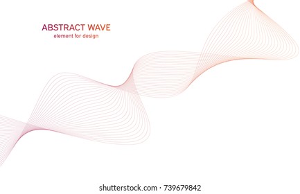 Abstract colorfull wave element for design. Digital frequency track equalizer. Stylized line art background.Vector illustration.Wave with lines created using blend tool.Curved wavy line, smooth stripe