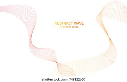 Abstract colorfull wave element for design. Digital frequency track equalizer. Stylized line art background.Vector illustration.Wave with lines created using blend tool.Curved wavy line, smooth stripe