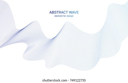 Abstract colorfull wave element for design. Digital frequency track equalizer. Stylized line art background.Vector illustration.Wave with lines created using blend tool.Curved wavy line, smooth stripe