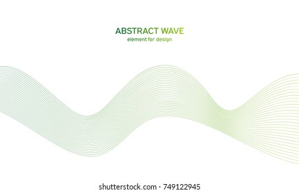 Abstract colorfull wave element for design. Digital frequency track equalizer. Stylized line art background.Vector illustration.Wave with lines created using blend tool.Curved wavy line, smooth stripe