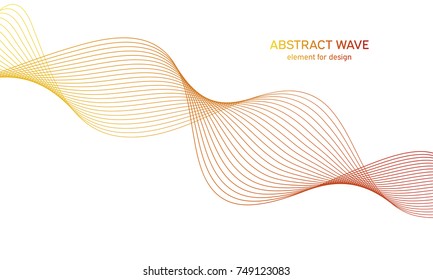 Abstract colorfull wave element for design. Digital frequency track equalizer. Stylized line art background.Vector illustration.Wave with lines created using blend tool.Curved wavy line, smooth stripe