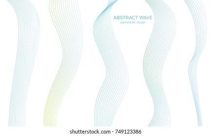 Abstract colorfull wave element for design. Digital frequency track equalizer. Stylized line art background.Vector illustration.Wave with lines created using blend tool.Curved wavy line, smooth stripe