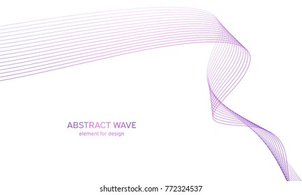 Abstract colorfull wave element for design. Digital frequency track equalizer. Stylized line art background.Vector illustration.Wave with lines created using blend tool.Curved wavy line, smooth stripe