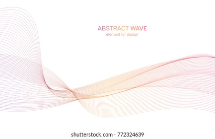 Abstract colorfull wave element for design. Digital frequency track equalizer. Stylized line art background.Vector illustration.Wave with lines created using blend tool.Curved wavy line, smooth stripe
