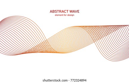 Abstract colorfull wave element for design. Digital frequency track equalizer. Stylized line art background.Vector illustration.Wave with dots created using blend tool.Curved wavy line, smooth stripe