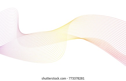 Abstract colorfull wave element for design. Digital frequency track equalizer. Stylized line art background.Vector illustration.Wave with lines created using blend tool.Curved wavy line, smooth stripe