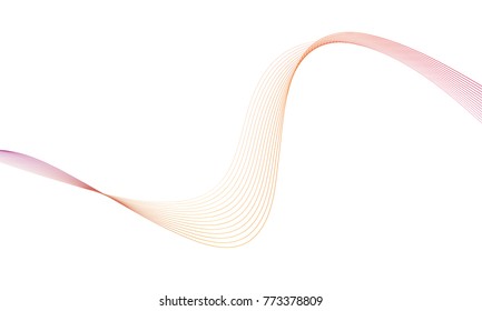 Abstract colorfull wave element for design. Digital frequency track equalizer. Stylized line art background.Vector illustration.Wave with lines created using blend tool.Curved wavy line, smooth stripe