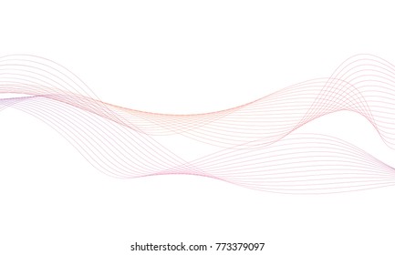 Abstract colorfull wave element for design. Digital frequency track equalizer. Stylized line art background.Vector illustration.Wave with lines created using blend tool.Curved wavy line, smooth stripe