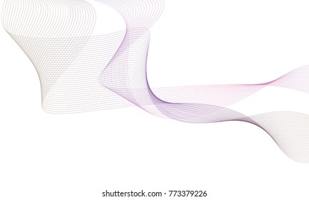 Abstract colorfull wave element for design. Digital frequency track equalizer. Stylized line art background.Vector illustration.Wave with lines created using blend tool.Curved wavy line, smooth stripe