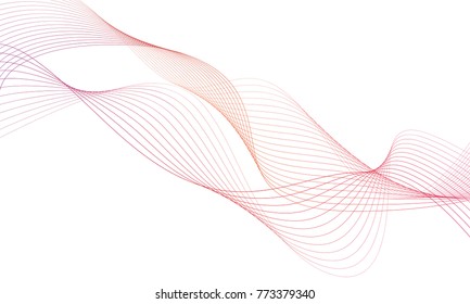 Abstract colorfull wave element for design. Digital frequency track equalizer. Stylized line art background.Vector illustration.Wave with lines created using blend tool.Curved wavy line, smooth stripe