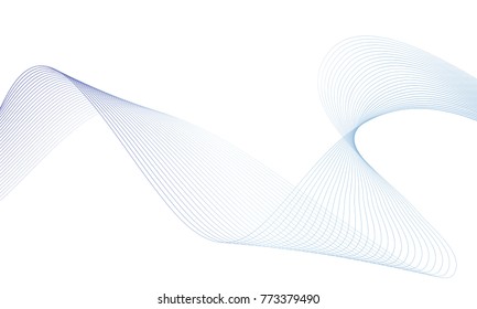 Abstract colorfull wave element for design. Digital frequency track equalizer. Stylized line art background.Vector illustration.Wave with lines created using blend tool.Curved wavy line, smooth stripe