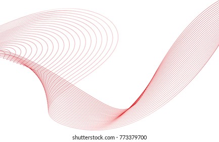 Abstract colorfull wave element for design. Digital frequency track equalizer. Stylized line art background.Vector illustration.Wave with lines created using blend tool.Curved wavy line, smooth stripe