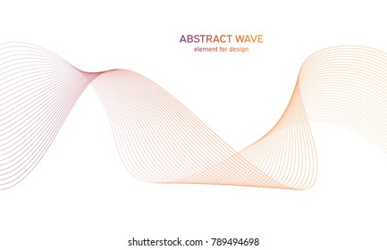 Abstract colorfull wave element for design. Digital frequency track equalizer. Stylized line art background.Vector illustration.Wave with lines created using blend tool.Curved wavy line, smooth stripe