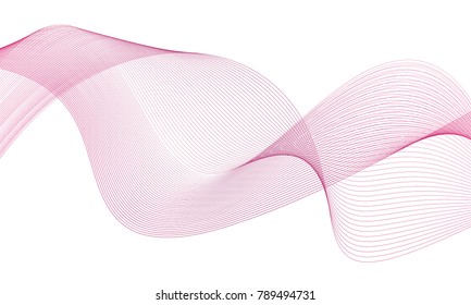 Abstract colorfull wave element for design. Digital frequency track equalizer. Stylized line art background.Vector illustration.Wave with lines created using blend tool.Curved wavy line, smooth stripe