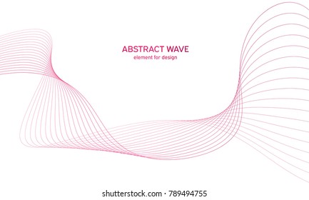 Abstract colorfull wave element for design. Digital frequency track equalizer. Stylized line art background.Vector illustration.Wave with lines created using blend tool.Curved wavy line, smooth stripe