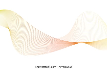 Abstract colorfull wave element for design. Digital frequency track equalizer. Stylized line art background.Vector illustration.Wave with lines created using blend tool.Curved wavy line, smooth stripe