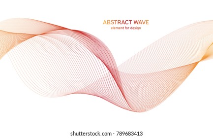 Abstract colorfull wave element for design. Digital frequency track equalizer. Stylized line art background.Vector illustration.Wave with lines created using blend tool.Curved wavy line, smooth stripe