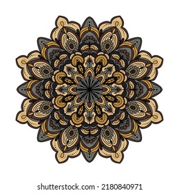 Abstract coloring book for adults. Vector drawing, curved lines. Mandala pattern on a white background. Islamic, Arabic, Indian, Turkish, Chinese, Ottoman motifs. Graphics, mysticism, baroque.