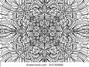 Abstract coloring book for kids and adult. Outline vector illustration isolated on white background. Zentangle artwork.