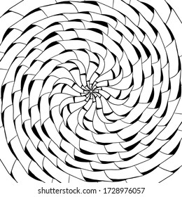 Abstract coloring book page. Hand drawn doodle mandalas. Circles and lines, shapes. Dynamic contour repeating elements. Beautiful pattern relaxation black and white ornament. Vector meditative drawing