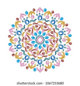 Abstract coloring hand drawn mandala vector design.
