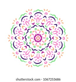 Abstract coloring hand drawn mandala vector design.