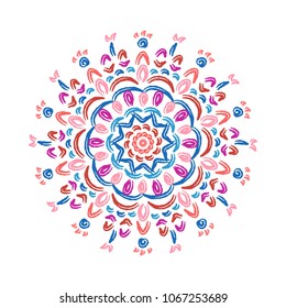 Abstract coloring hand drawn mandala vector design.